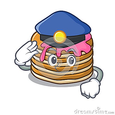 Police pancake with strawberry character cartoon Vector Illustration