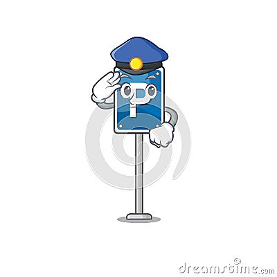 Police parking sign on a cartoon roadside Vector Illustration