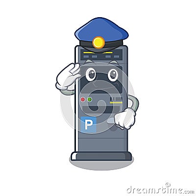 Police parking vending machine in a character Vector Illustration