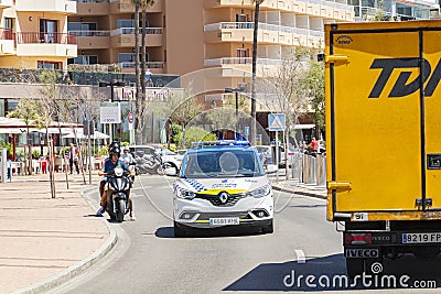 Police patrol car during emergency call Fuengirola Spain Editorial Stock Photo