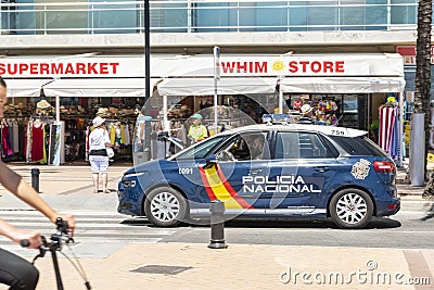 Police car during emergency call Fuengirola Spain Editorial Stock Photo