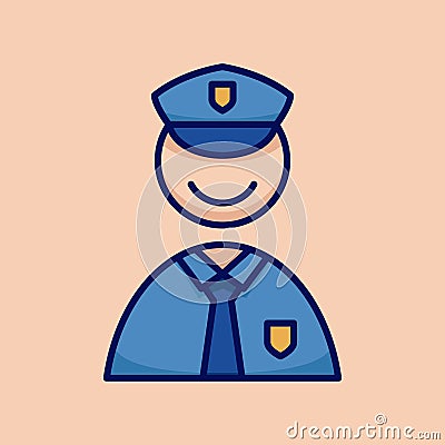 Police people icon simple and minimalist in cartoon outlined graphic vector illustration style Vector Illustration