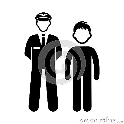 Police, people, robbery icon. Black vector graphics Vector Illustration