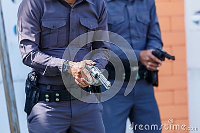 Police,Police gun,Police training weapons. Stock Photo