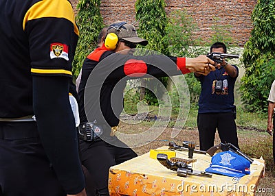 Police practice shooting Editorial Stock Photo