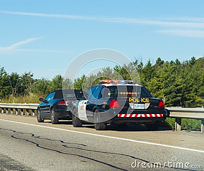 Police pulling over cars in Canada Editorial Stock Photo