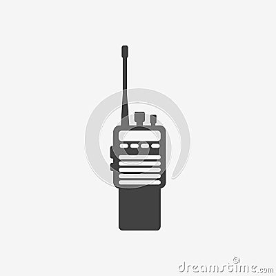 Police radio transceiver set monochrome icon. Vector illustration. Vector Illustration