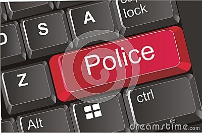 Police red button Stock Photo