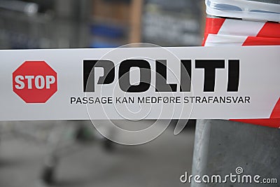 Police red line to stop public from police line in Copenhagen Editorial Stock Photo