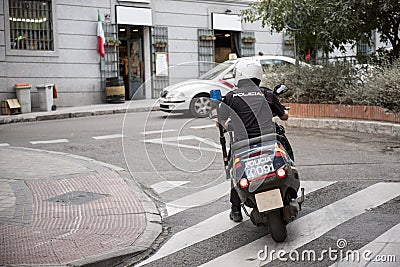 Police Riding Bike Editorial Stock Photo