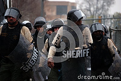 Police in Riot Gear Editorial Stock Photo