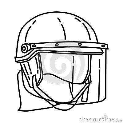 Police Riot Helmet Icon. Doodle Hand Drawn or Outline Icon Style Vector Illustration
