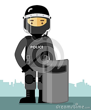 Police riot officer in uniform Vector Illustration