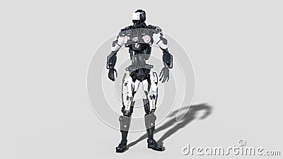 Police robot, law enforcement cyborg, android cop isolated on white background, 3D render Stock Photo