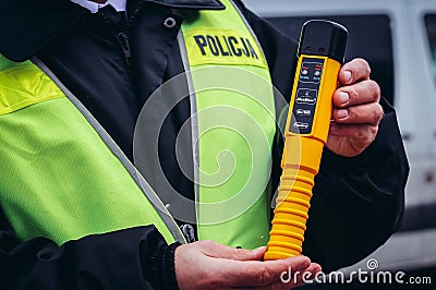 Police sobriety check in Poland Editorial Stock Photo