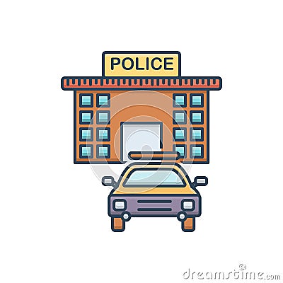 Color illustration icon for Police station, enforcement and police Cartoon Illustration