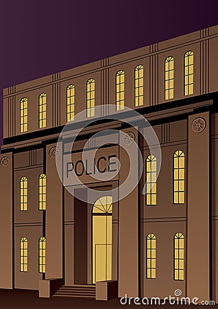 Police Station Vector Illustration