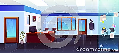 Police station room interior with evidence board Vector Illustration