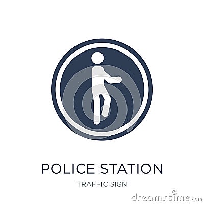 Police station sign icon. Trendy flat vector Police station sign Vector Illustration