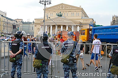 Police in the streets of Moscow Bolshoi Theater Editorial Stock Photo
