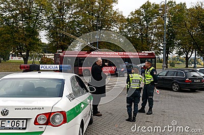 Police on the streets of Vilnius. Editorial Stock Photo