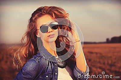 Police sunglasses Stock Photo