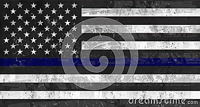 Police Support Flag Grunge Black Blue Stock Photo