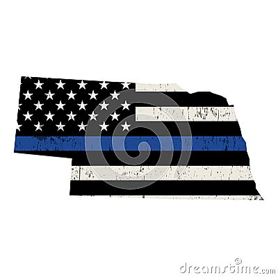 State of Nebraska Police Support Flag Illustration Cartoon Illustration