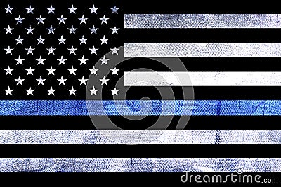 Police Support Flag Thin Blue Line Stock Photo