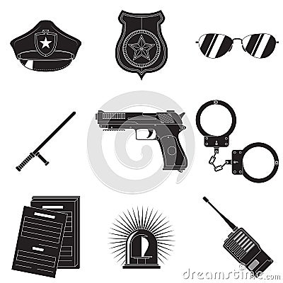 Police symbols set Vector Illustration