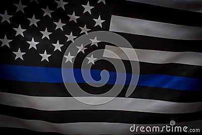 Police Thin Blue Line Flag Stock Photo