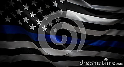 Police Thin Blue Line Flag Stock Photo