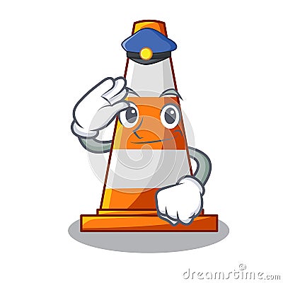 Police traffic cone on road cartoon shape Vector Illustration