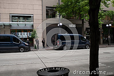 Police vehicles preparing for events on May 30 2020 Editorial Stock Photo