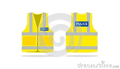 Police vest safety jacket white vector. Security police safety jacket icon Vector Illustration