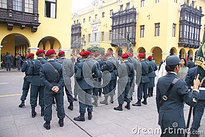 Police watching a parade Editorial Stock Photo