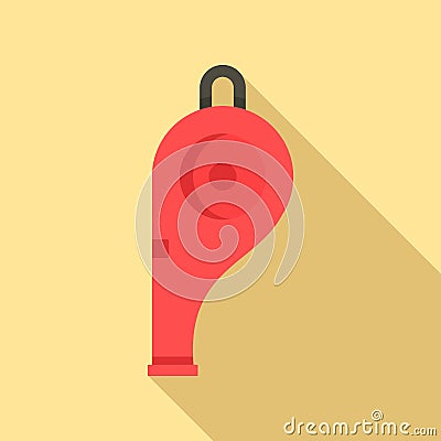 Police whistle icon, flat style Vector Illustration