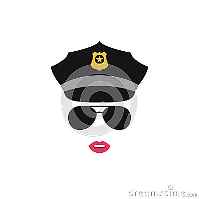 Police Woman avatar. Police icon. Vector Illustration