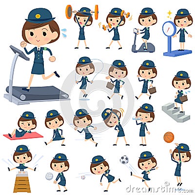 Police Woman Sports & exercise Vector Illustration