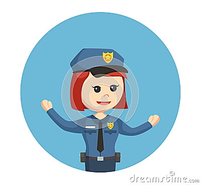 Police woman tidying up the traffic Vector Illustration