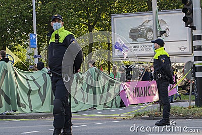 Police At Work During The Rebellion Extinction Demonstration At Amsterdam South The Netherlands 21-9-2020 Editorial Stock Photo