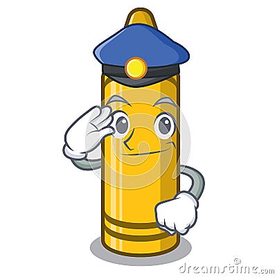 Police yellow crayon in the character chair Vector Illustration