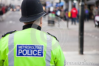 Policeman in Central London Editorial Stock Photo