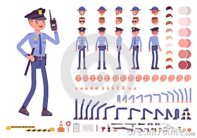 Policeman character creation set Vector Illustration