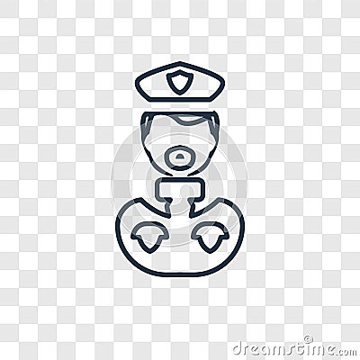 Policeman concept vector linear icon on transparent bac Vector Illustration