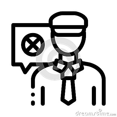 Policeman Denial Icon Vector Outline Illustration Vector Illustration