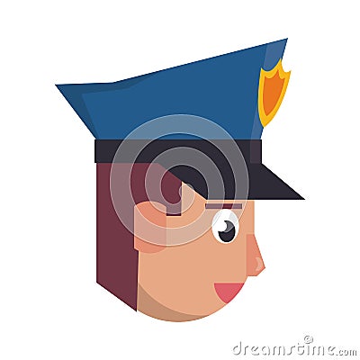 Policeman face avatar cartoon character Vector Illustration