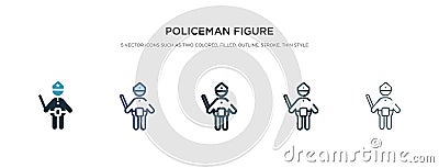 Policeman figure icon in different style vector illustration. two colored and black policeman figure vector icons designed in Vector Illustration