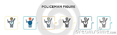 Policeman figure vector icon in 6 different modern styles. Black, two colored policeman figure icons designed in filled, outline, Vector Illustration