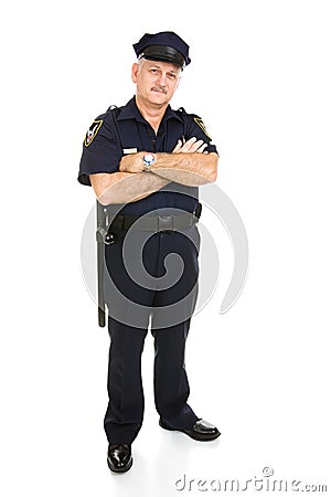 Policeman - Full Body Isolated Stock Photo